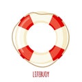 Vector Lifebuoy icon in flat style isolated on white Royalty Free Stock Photo