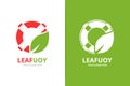 Vector lifebuoy and leaf logo combination. Unique life belt and organic logotype design template