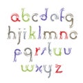 Vector light acrylic alphabet letters set, hand-drawn colorful f