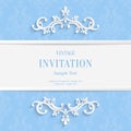 Vector Light Blue Floral 3d Christmas Invitation Cards Background Royalty Free Stock Photo