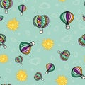 Vector Light Blue hot air ballon background pattern Royalty Free Stock Photo