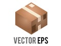 Vector light brown cardboard package box icon with shipping label and taped shut Royalty Free Stock Photo