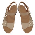 Vector Light Brown Sandals, View from Above