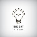 Vector light bulb abstract logo. Idea, brainstorm business concept. Royalty Free Stock Photo