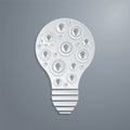 Vector light bulb with cogs gears. Creativity concept. Royalty Free Stock Photo