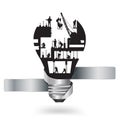 Vector light bulb with construction worker idea