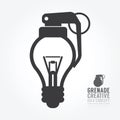 Vector light bulb distortion from grenade concept of idea.design for infographics style template.