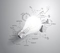 Vector light bulb with drawing business success st Royalty Free Stock Photo