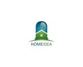 Vector light bulb and house icon. Energy power in the house idea logo Royalty Free Stock Photo