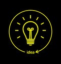 Vector light bulb icon with concept of idea. Brainstorming.