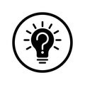 Vector of Light Bulb Icon with Question sign in Circle line - vector iconic design Royalty Free Stock Photo