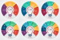Vector light bulb idea pie chart infographic template for graphs
