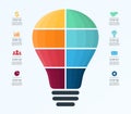 Vector light bulb infographic. Template for air balloon diagram, graph, presentation and round chart. Business startup Royalty Free Stock Photo