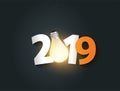 Vector light bulb and number 2019 new year