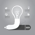 Vector light bulb with pencil icon concept of idea.design