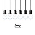 Vector Light bulbs isolated in line. Realistic style lamps.