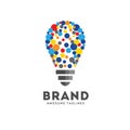 Vector light bulbs with particle dots logo Royalty Free Stock Photo