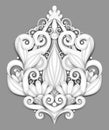 Vector Light Decorative Element in Doodle Style with Lot of Swirls