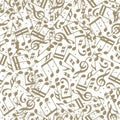Vector light dotted music seamless pattern with musical notes on Royalty Free Stock Photo
