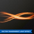 Vector light effect of line gold swirl. Glowing light fire flare trace Royalty Free Stock Photo