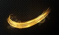Vector light effect on transparent background. Golden transparent light with dynamic swirl Royalty Free Stock Photo