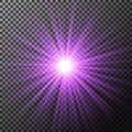 Vector light effect. on transparent. Glowing star rays.