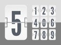 Vector light flip scoreboard template with numbersfor white countdown timer or calendar