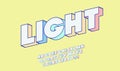 Vector light font 3d bold color style trendy typography