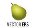 Vector light green fruit pear with stem icon