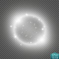 Vector light ring. Round shiny frame with lights dust trail particles isolated on transparent background. Royalty Free Stock Photo