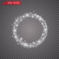 Vector light ring. Round shiny frame with lights dust trail particles isolated on transparent background. Magic concept Royalty Free Stock Photo