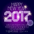 Vector light up disco Happy New Year 2017 greeting card Royalty Free Stock Photo