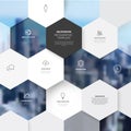 Vector light white minimalist Infographic template with hexagons mosaic and background photo Royalty Free Stock Photo