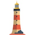 Vector lighthouse illustration beacon harbor tower on white