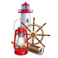 Vector Lighthouse with Kerosene Lamp