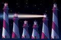 Vector Lighthouse, light house, beacon set