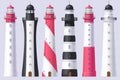 Vector Lighthouse, light house, beacon set Royalty Free Stock Photo