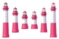 Vector Lighthouse, light house, beacon set Royalty Free Stock Photo