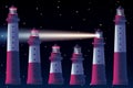 Vector Lighthouse, light house, beacon set