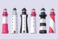 Vector Lighthouse, light house, beacon set