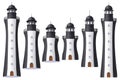 Vector Lighthouse, light house, beacon set Royalty Free Stock Photo