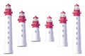 Vector Lighthouse, light house, beacon set Royalty Free Stock Photo