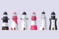 Vector Lighthouse, light house, beacon set Royalty Free Stock Photo