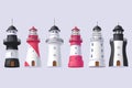 Vector Lighthouse, light house, beacon set Royalty Free Stock Photo