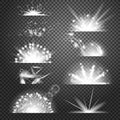 Vector lighting effects. Set of glints on transparent like background