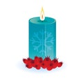 Vector lighting round thick candle with snowflake