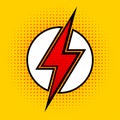 Vector lightning in pop art style. Sign of superhero.