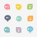 Vector Like Counter button icon set. Communication and network,