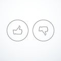 Vector like and dislike icons. Thumbs up and down.