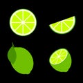 Vector lime slice green illustration lemon Royalty Free Stock Photo